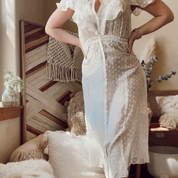 For Love & Lemons White Star Print Sheer Maxi Dress - Picture 2 of 5